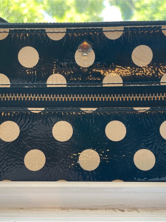 kate spade Handbags - kate spade Black Polka Dot Patent Leather Wristlet